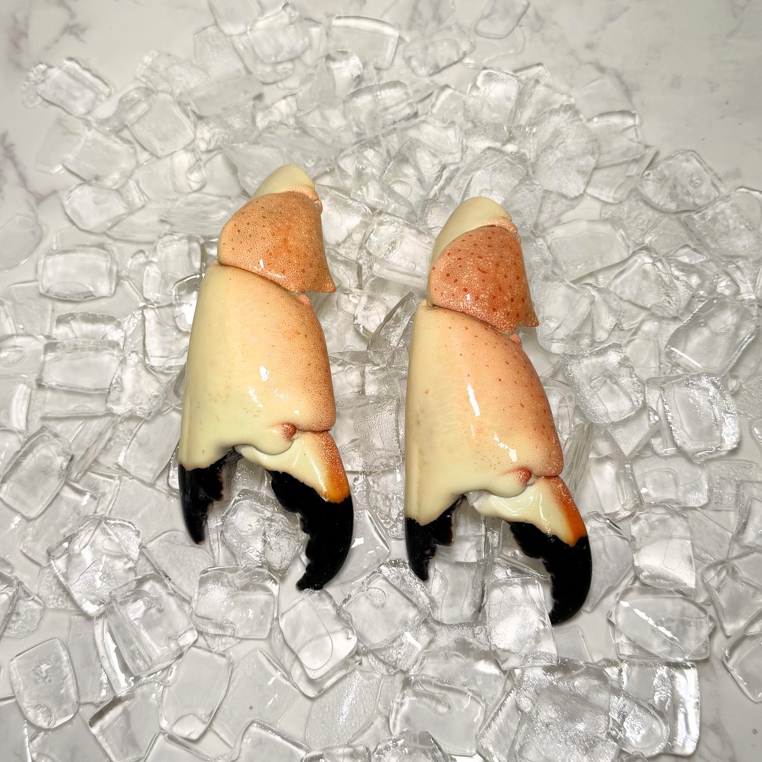Jumbo stone crab claws over ice